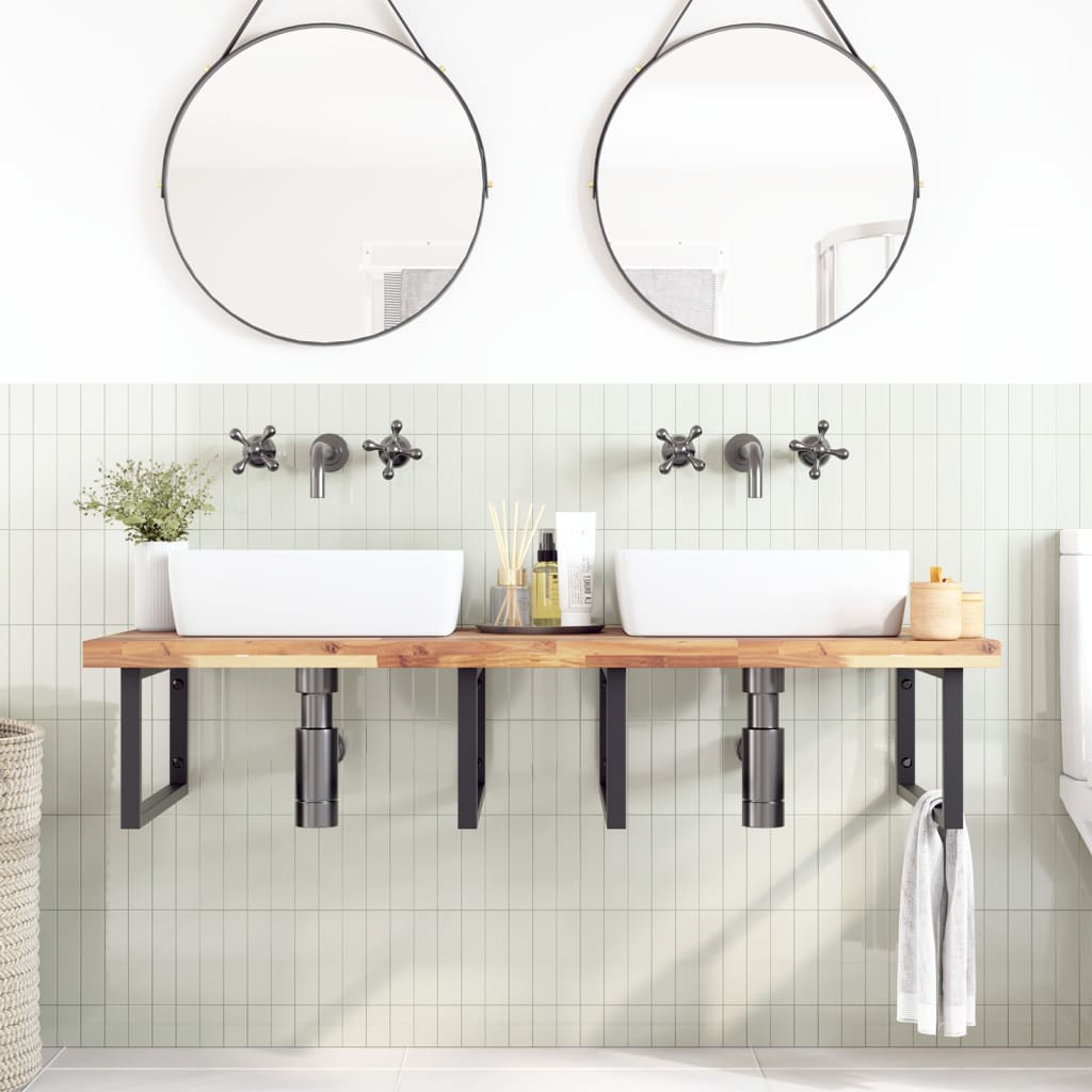 Bathroom Vanity Top Untreated Solid Wood Acacia Natural Height 4 cm 140 cm 60 cm