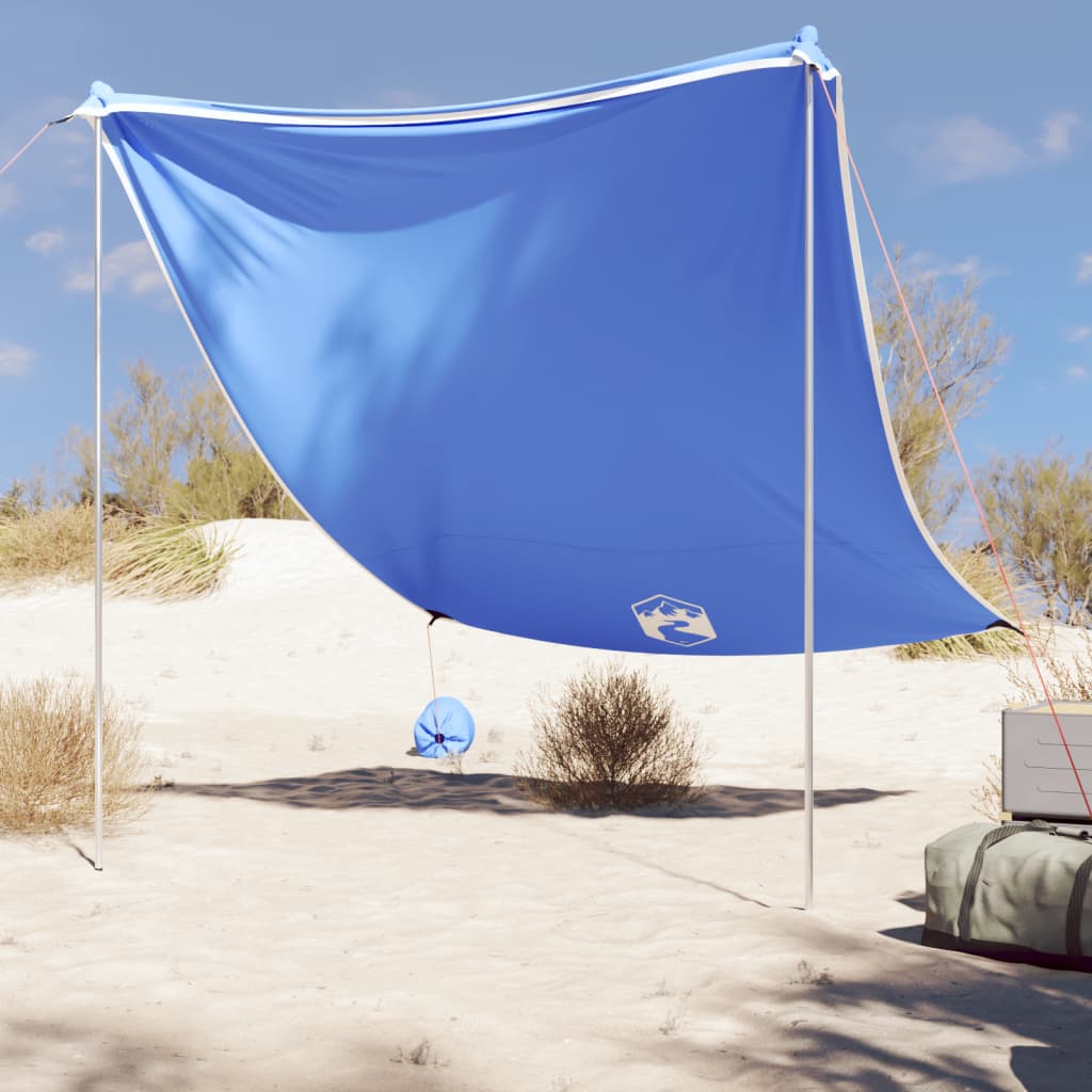 Beach Canopy with Sand Anchors Blue 214 cm 236 cm