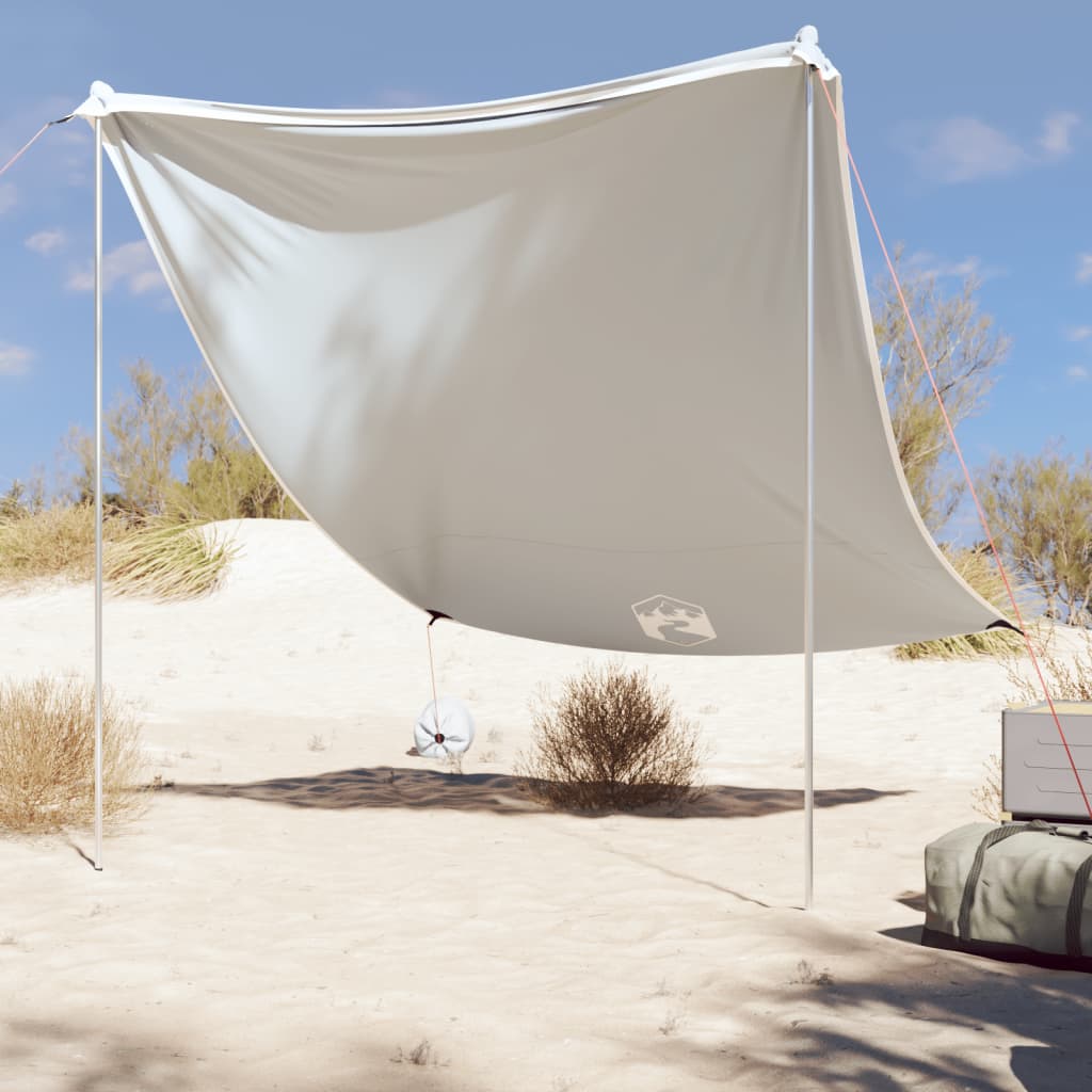 Beach Canopy with Sand Anchors Grey 214 cm 236 cm