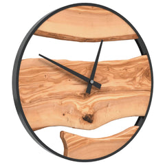 vidaXL Wall Clock Brown Ø35 cm Iron and Olive Wood 3