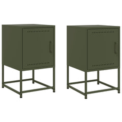 vidaXL Bedside Cabinets 2 pcs Olive Green 36x39x60.5 cm Steel 2