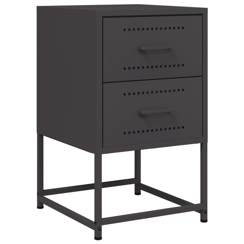 vidaXL Bedside Cabinet Black 36x39x60.5 cm Steel 2