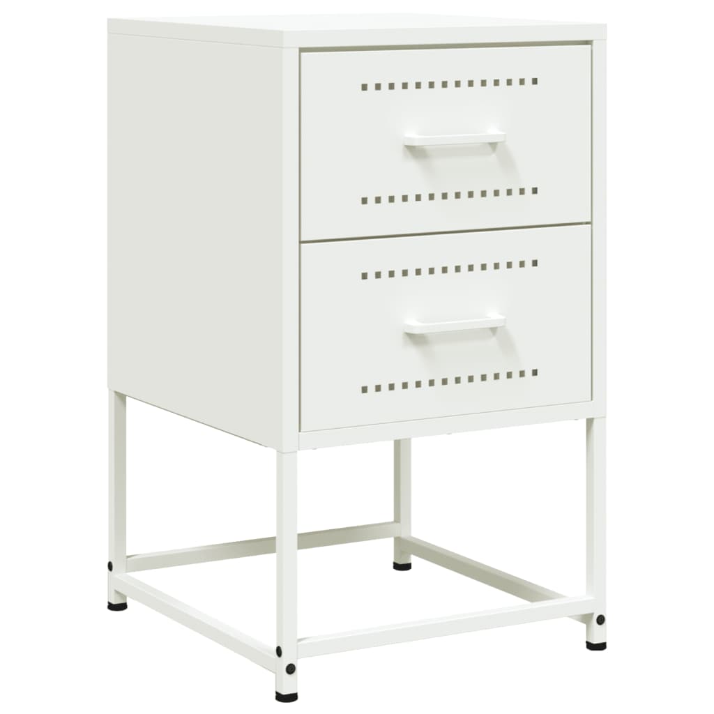 vidaXL Bedside Cabinet White 36x39x60.5 cm Steel 2