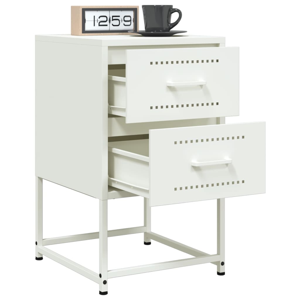 vidaXL Bedside Cabinet White 36x39x60.5 cm Steel 5