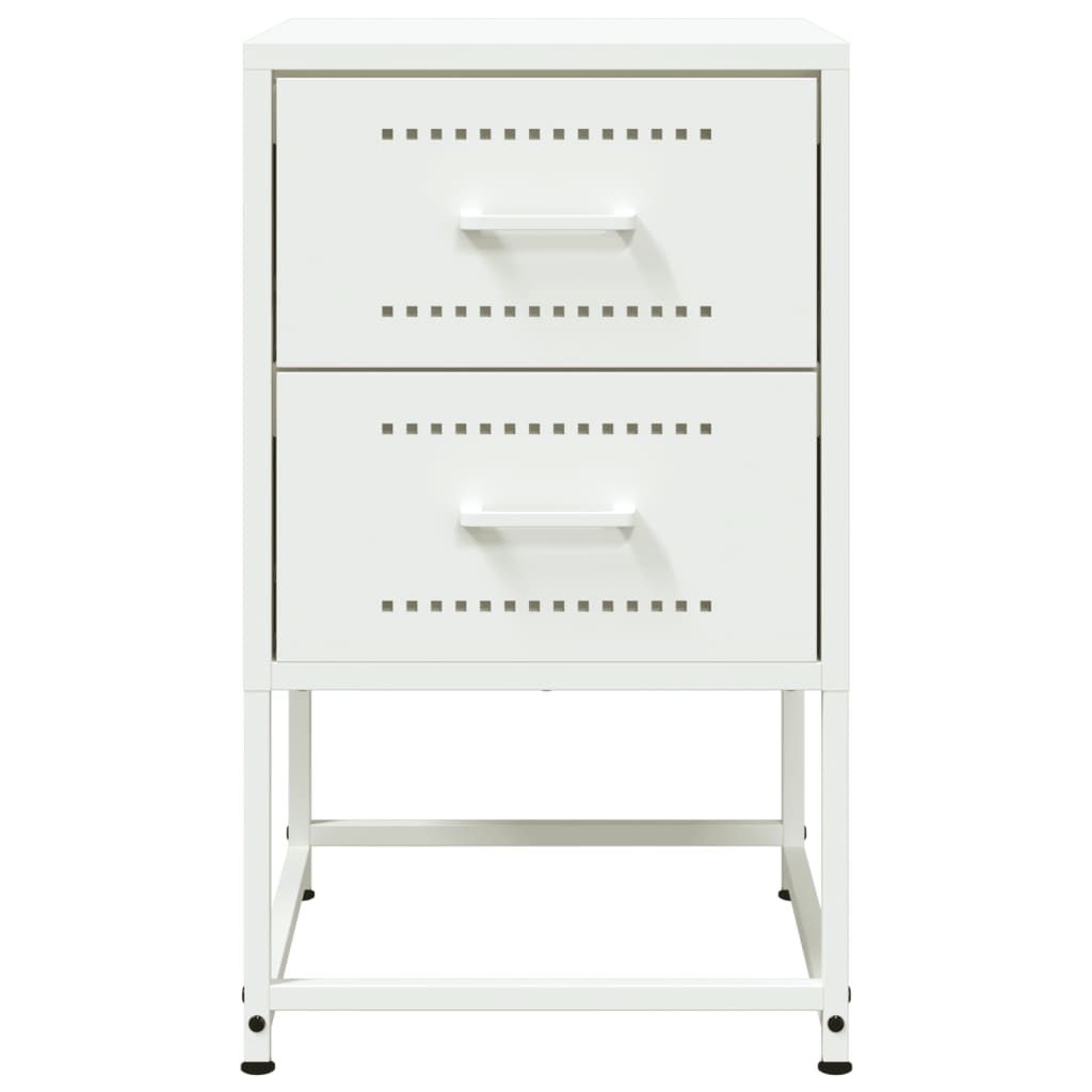 vidaXL Bedside Cabinet White 36x39x60.5 cm Steel 6
