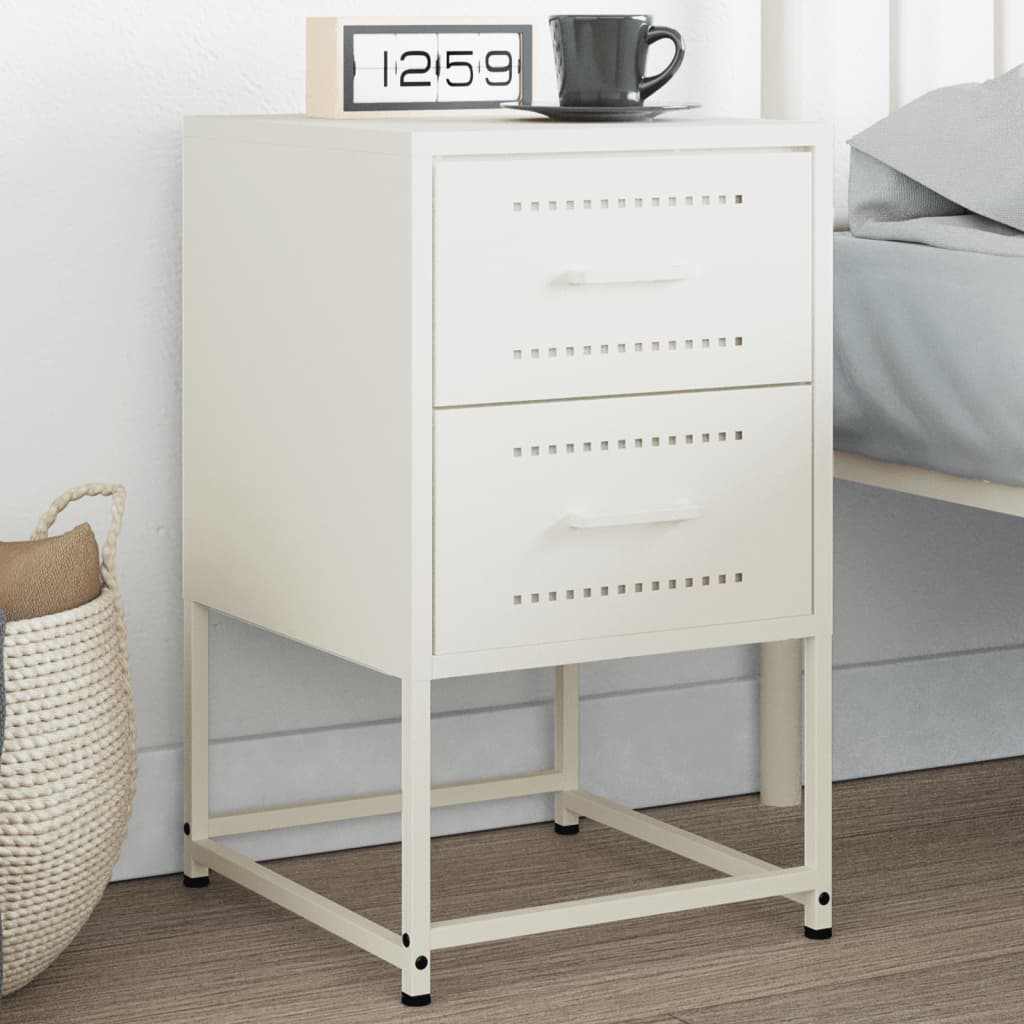 vidaXL Bedside Cabinet White 36x39x60.5 cm Steel 1