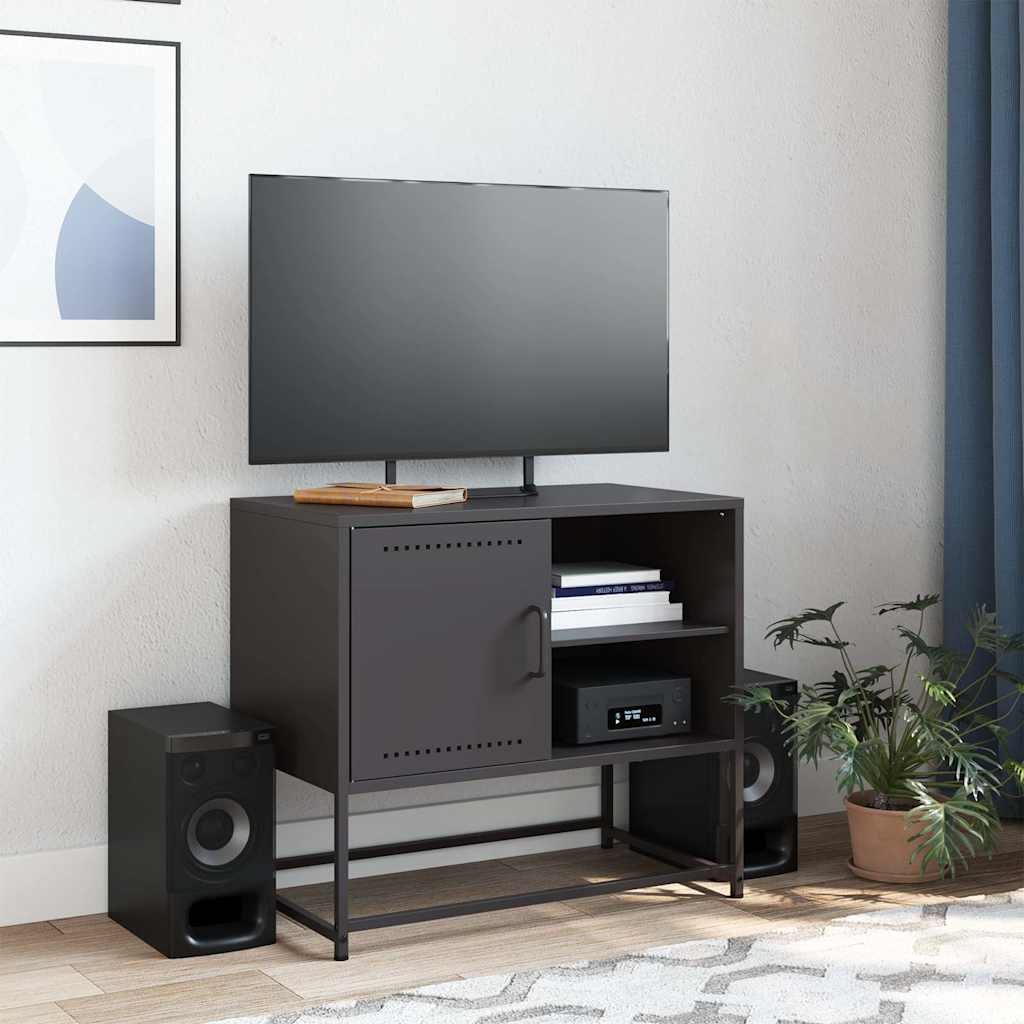 vidaXL TV Cabinet Black 68x39x60.5 cm Steel 3