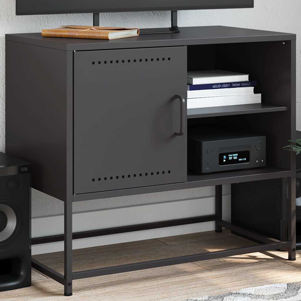 vidaXL TV Cabinet Black 68x39x60.5 cm Steel 1