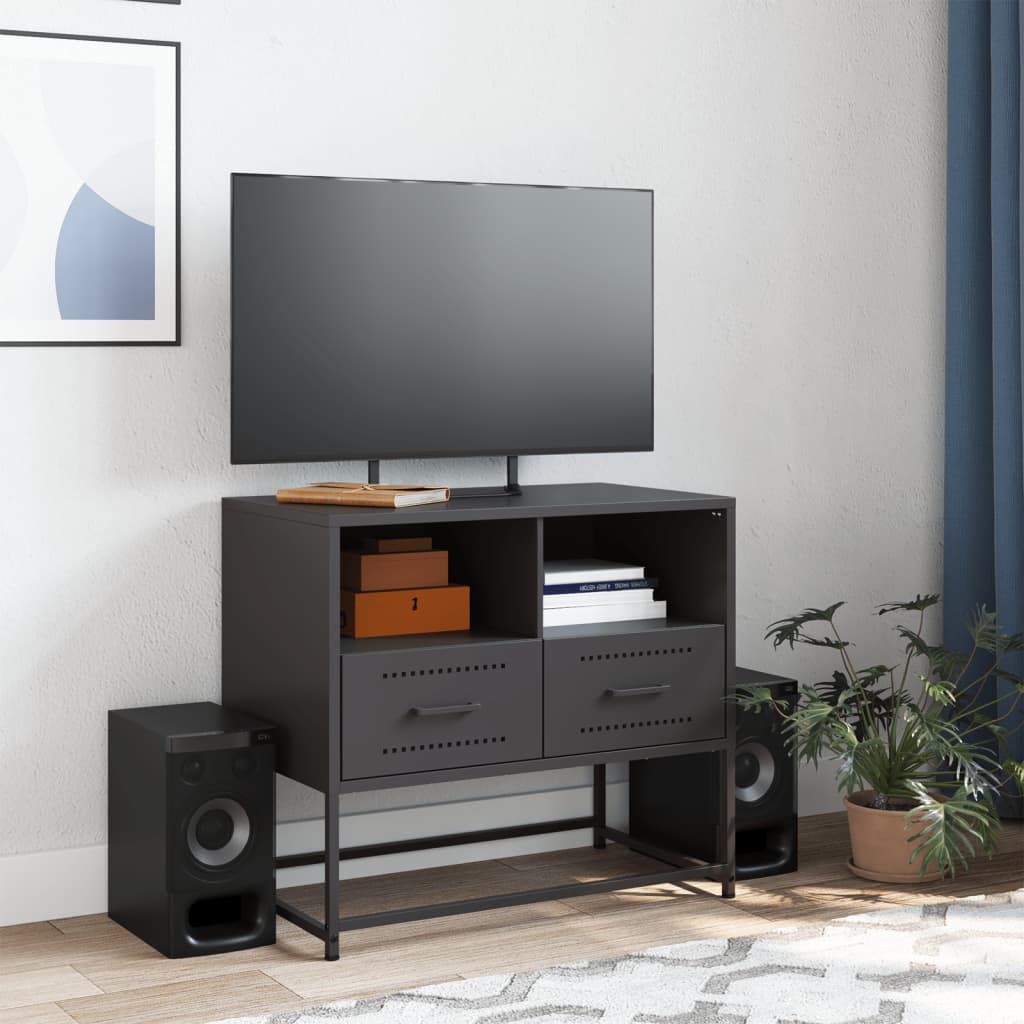 vidaXL TV Cabinet Black 68x39x60.5 cm Steel 3