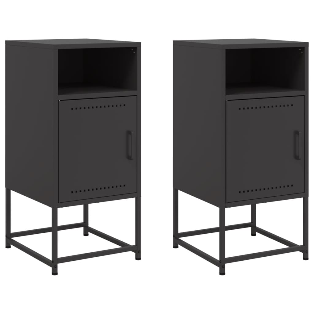 vidaXL Bedside Cabinets 2 pcs Black 36x39x78 cm Steel 2