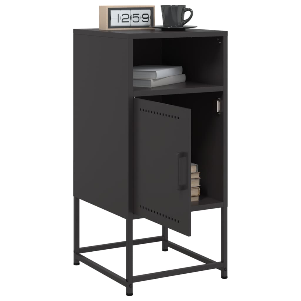 vidaXL Bedside Cabinets 2 pcs Black 36x39x78 cm Steel 3