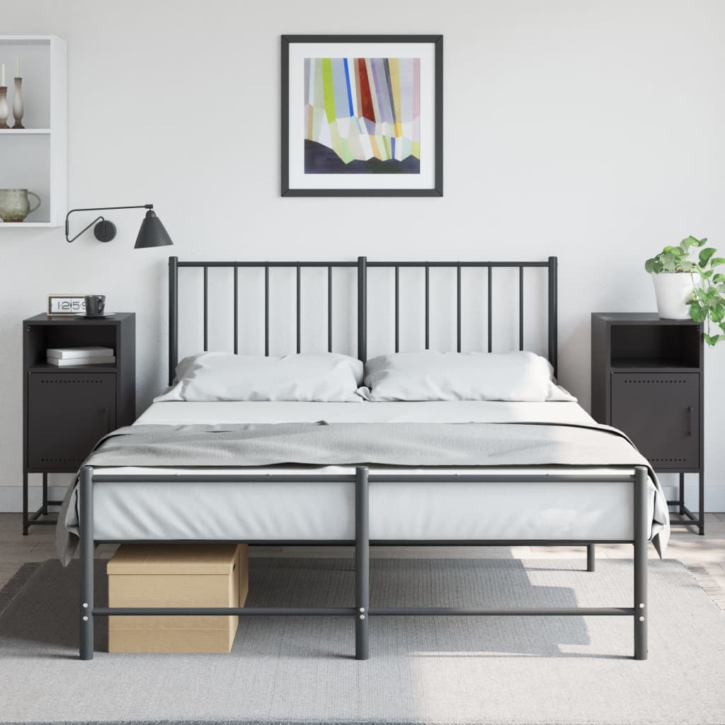 vidaXL Bedside Cabinets 2 pcs Black 36x39x78 cm Steel 1