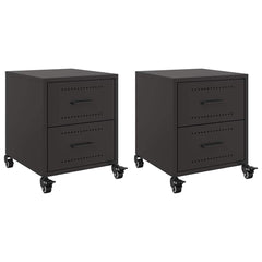 vidaXL Bedside Cabinets 2 pcs Black 36x39x43.5 cm Steel 2