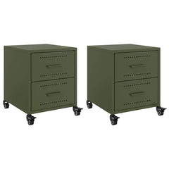vidaXL Bedside Cabinets 2 pcs Olive Green 36x39x43.5 cm Steel 2