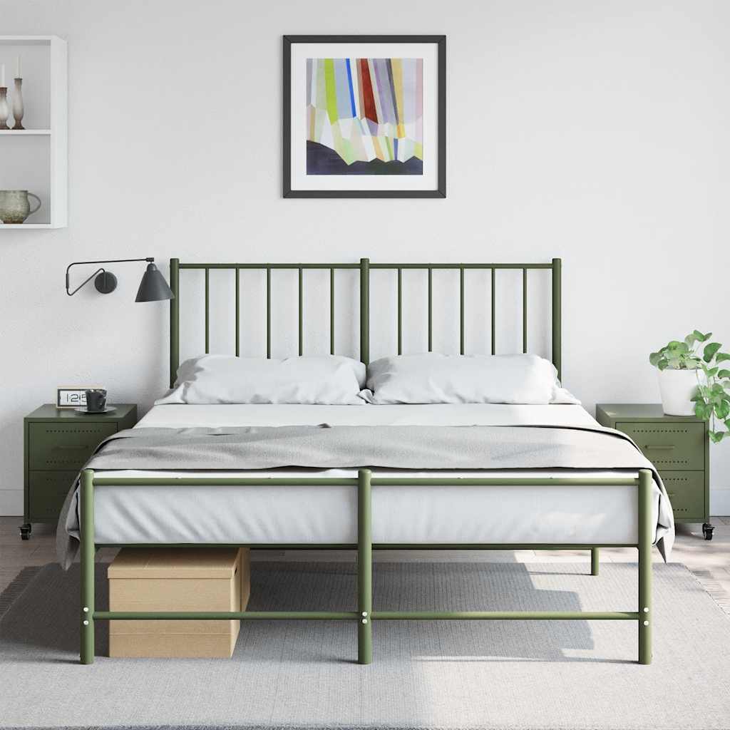 vidaXL Bedside Cabinets 2 pcs Olive Green 36x39x43.5 cm Steel 3