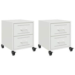 vidaXL Bedside Cabinets 2 pcs White 36x39x43.5 cm Steel 2
