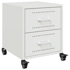 vidaXL Bedside Cabinets 2 pcs White 36x39x43.5 cm Steel 5