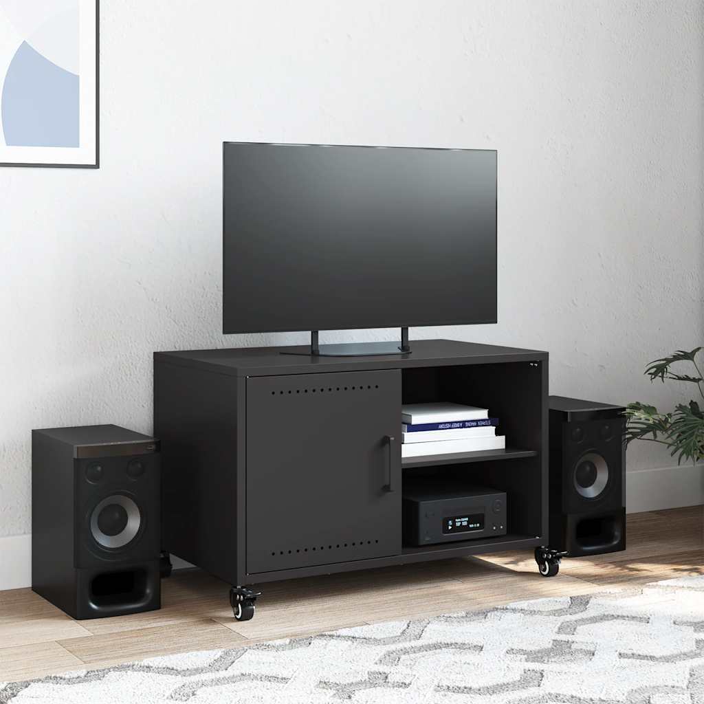 vidaXL TV Cabinet Black 68x39x43.5 cm Steel 3