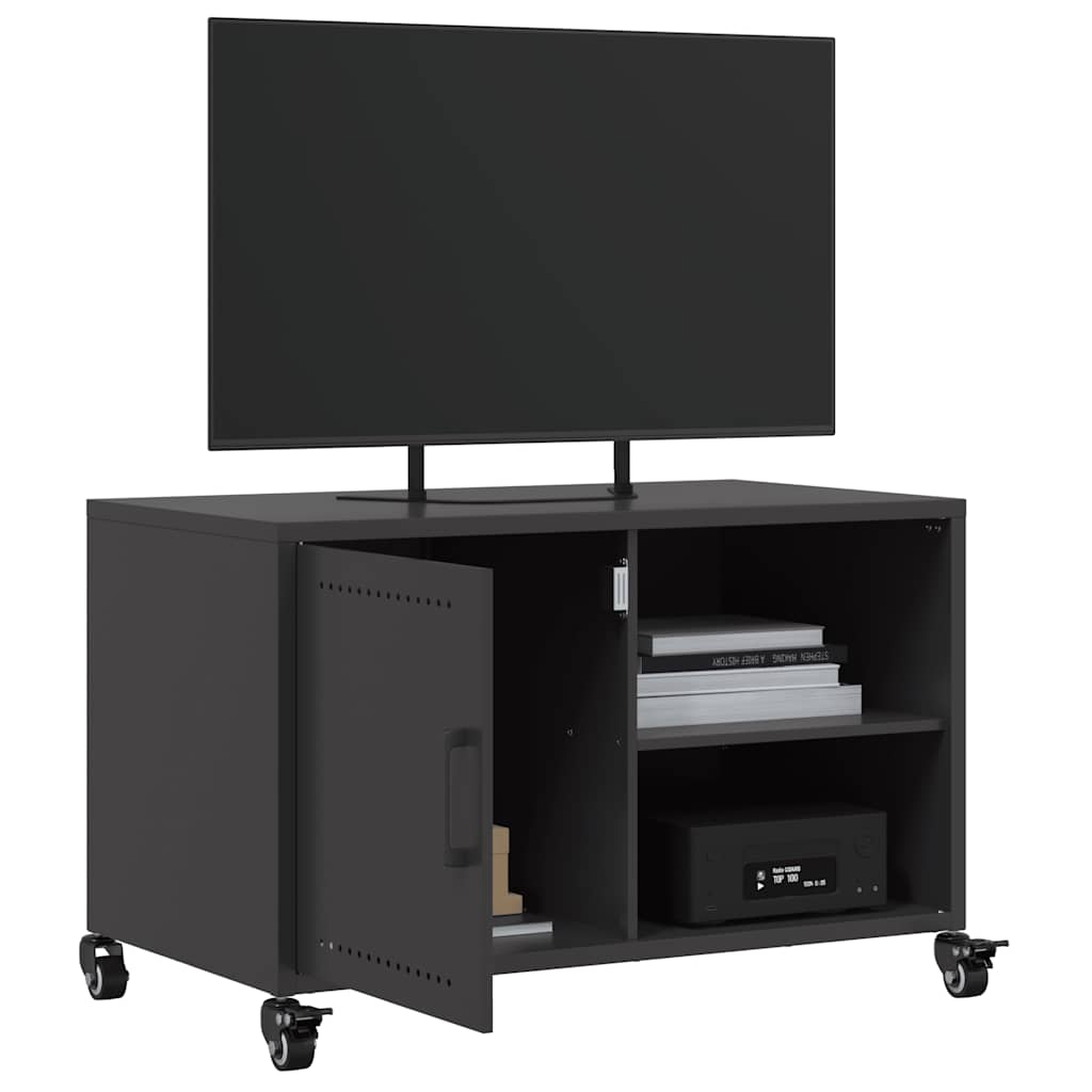 vidaXL TV Cabinet Black 68x39x43.5 cm Steel 5