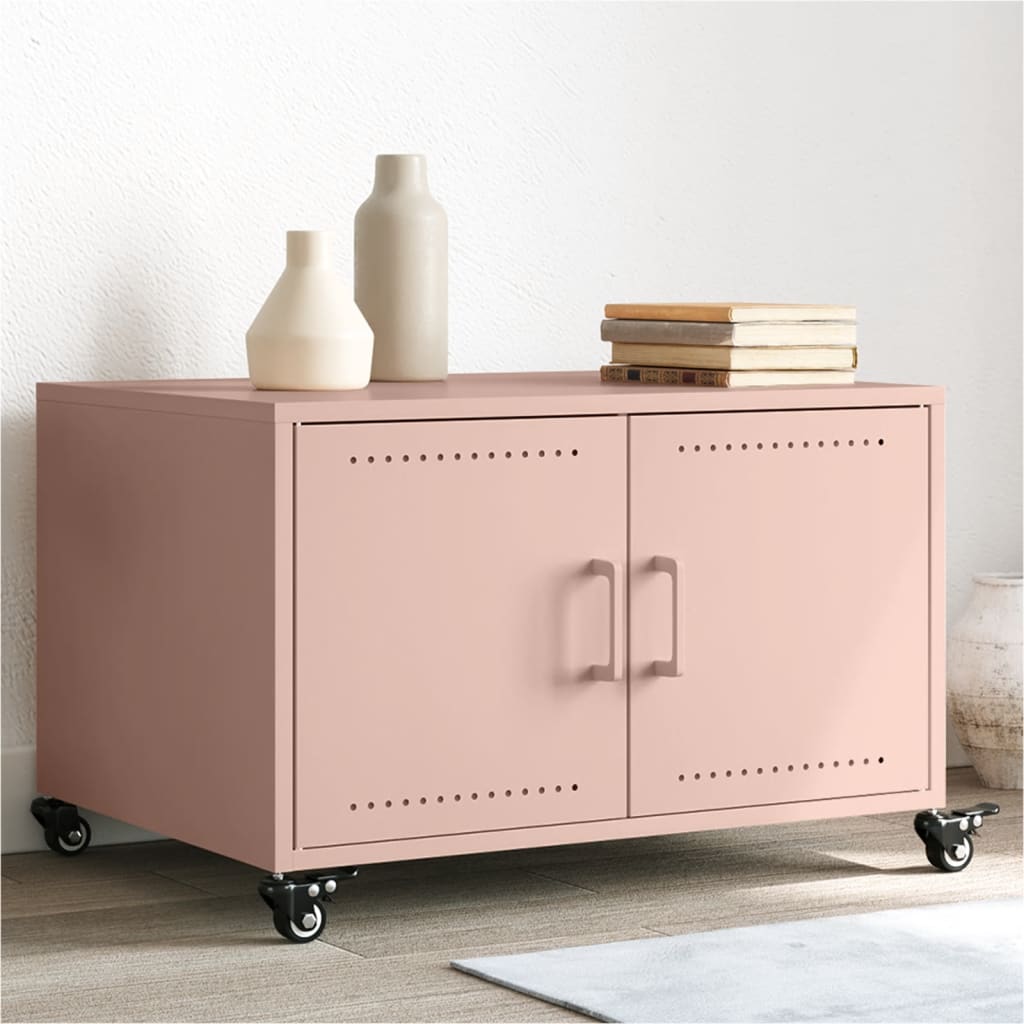 vidaXL Coffee Table Pink 68x50x43,5 cm Steel 1