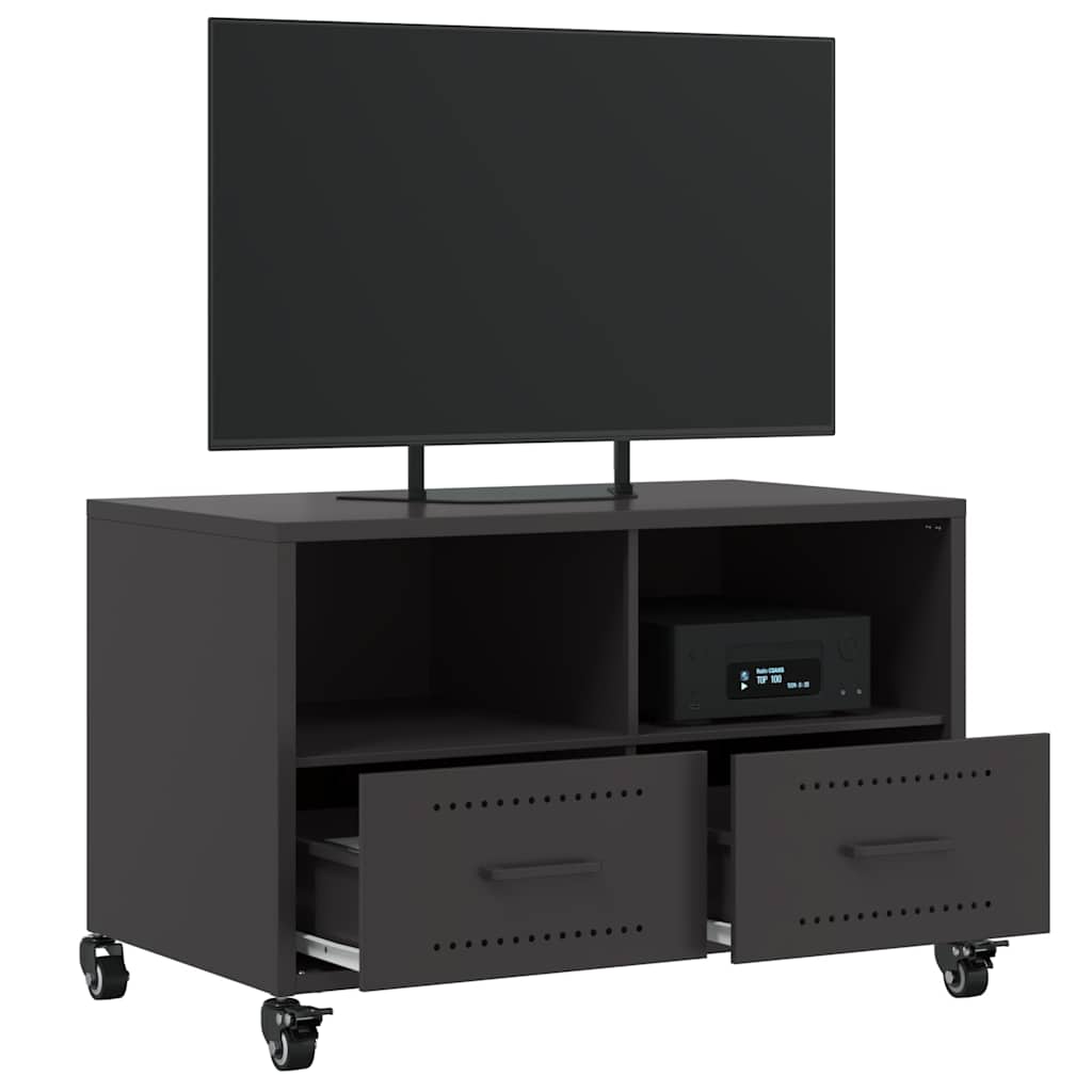 vidaXL TV Cabinet Black 68x39x43.5 cm Steel 5