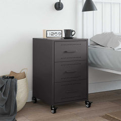 vidaXL Bedside Cabinet Black 36x39x59 cm Steel 3