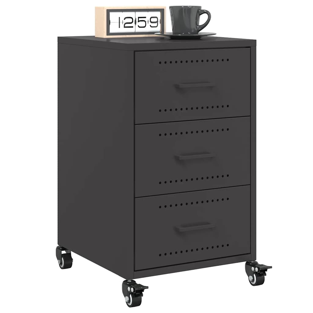 vidaXL Bedside Cabinet Black 36x39x59 cm Steel 4