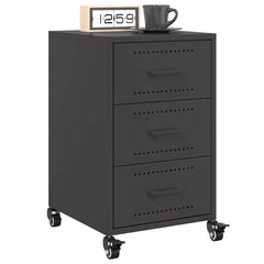 vidaXL Bedside Cabinet Black 36x39x59 cm Steel 4