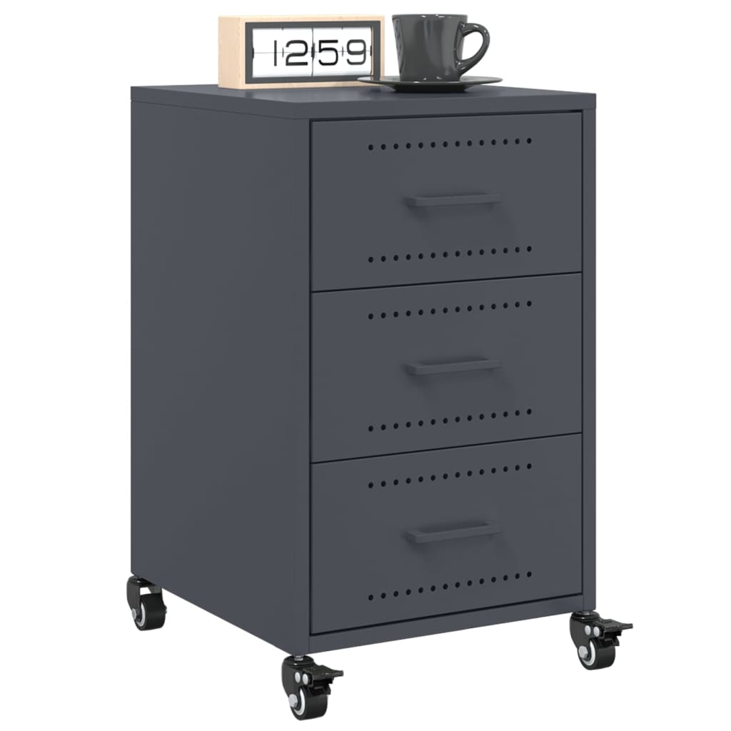vidaXL Bedside Cabinet Anthracite 36x39x59 cm Steel 4