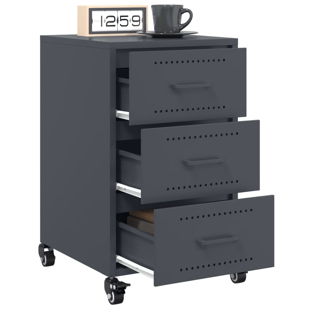 vidaXL Bedside Cabinet Anthracite 36x39x59 cm Steel 5