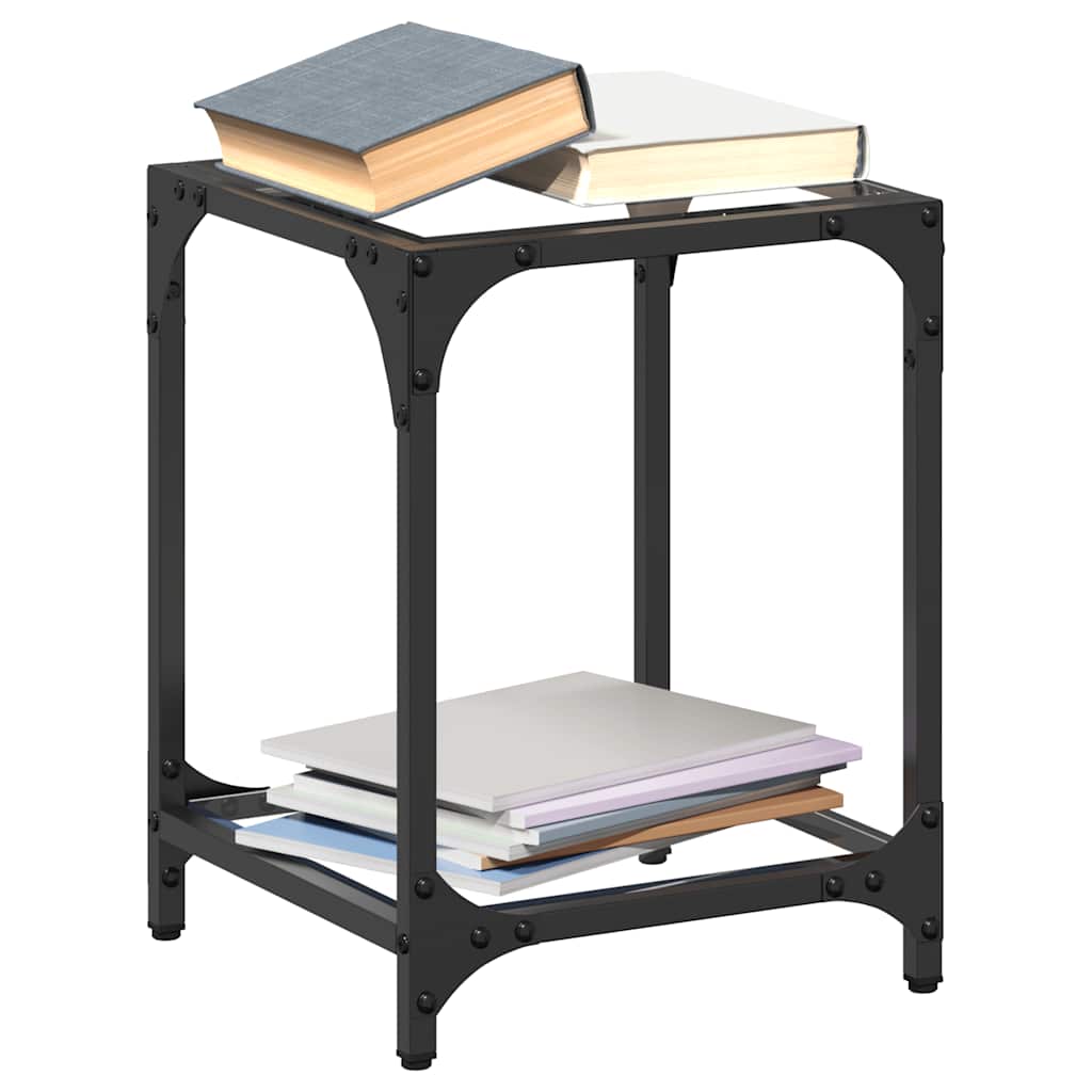 vidaXL Coffee Tables with Transparent Glass Top 2 pcs 30x30x40 cm Steel 1