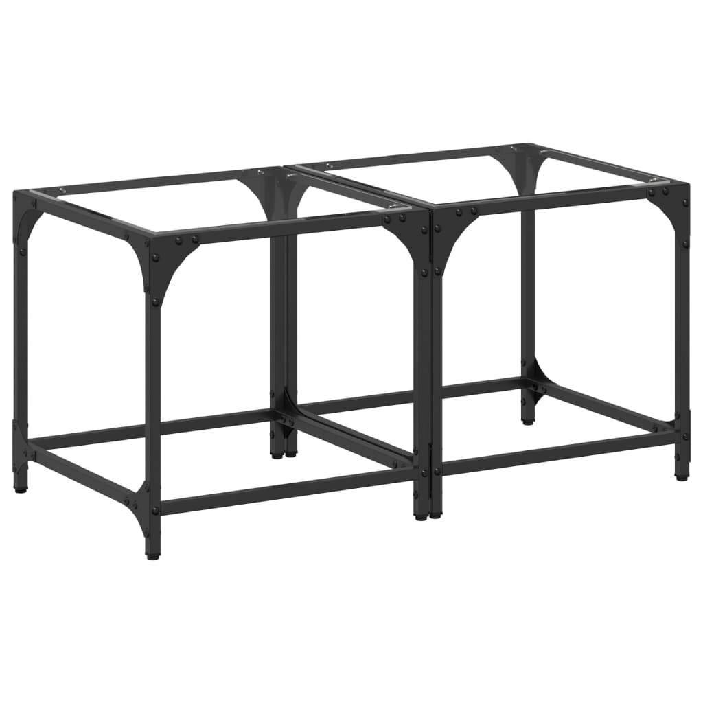 vidaXL Coffee Tables with Transparent Glass Top 2 pcs 40x40x40 cm Steel 2