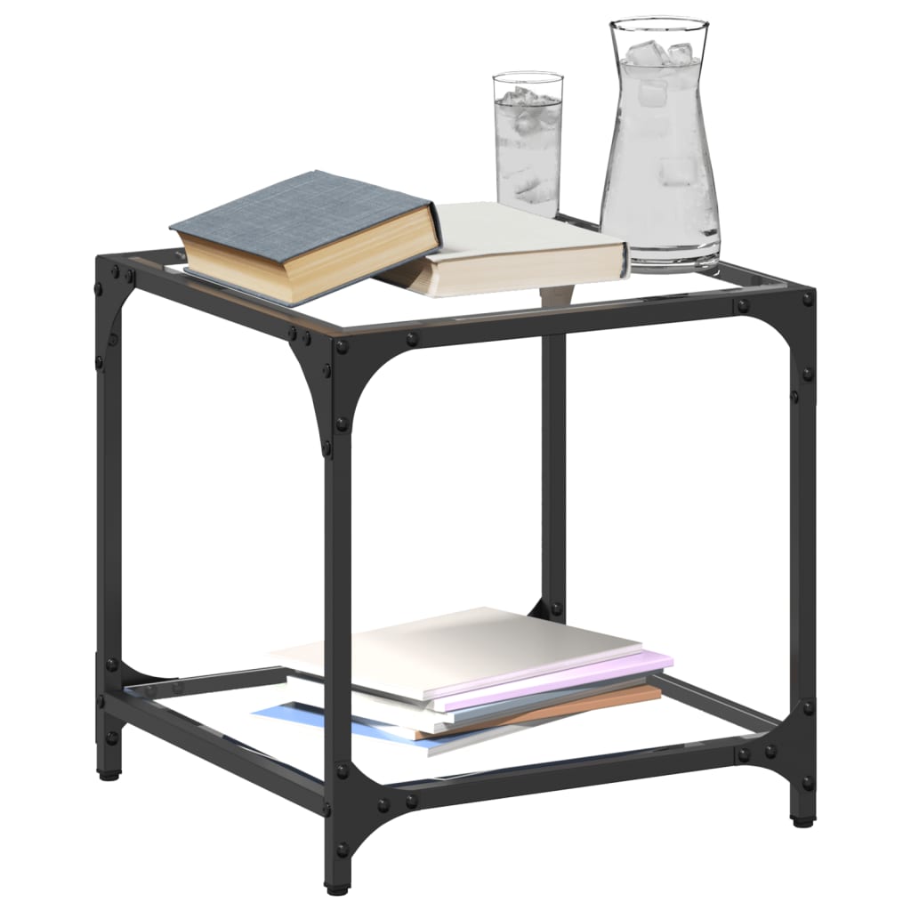 vidaXL Coffee Table with Transparent Glass Top 40x40x40 cm Steel 3