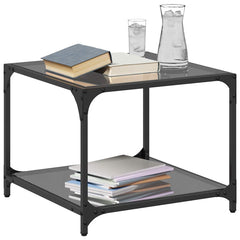 vidaXL Coffee Tables with Black Glass Top 2 pcs 50x50x40 cm Steel 3