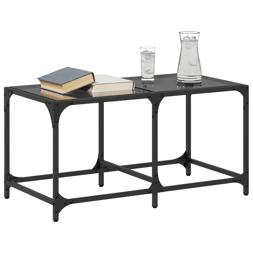 vidaXL Coffee Table with Black Glass Top 78.5x40x40 cm Steel 3