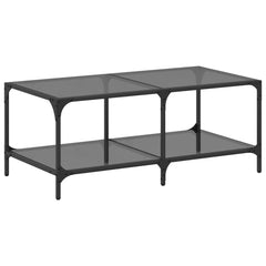 vidaXL Coffee Table with Black Glass Top 98.5x50x40 cm Steel 2