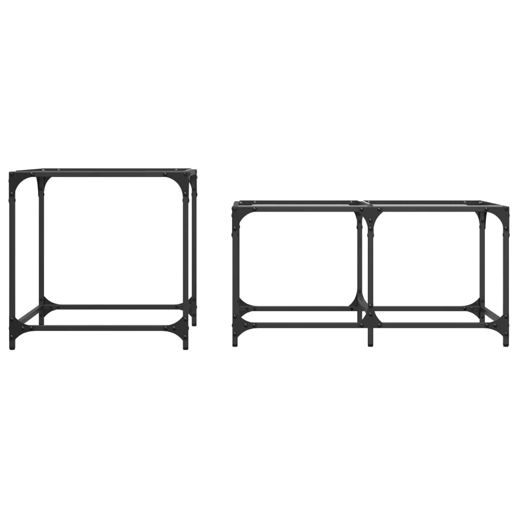 Nesting Coffee Tables 2 pcs with Glass Top Steel Transparent