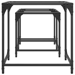 Nesting Coffee Tables 2 pcs with Glass Top Steel Transparent