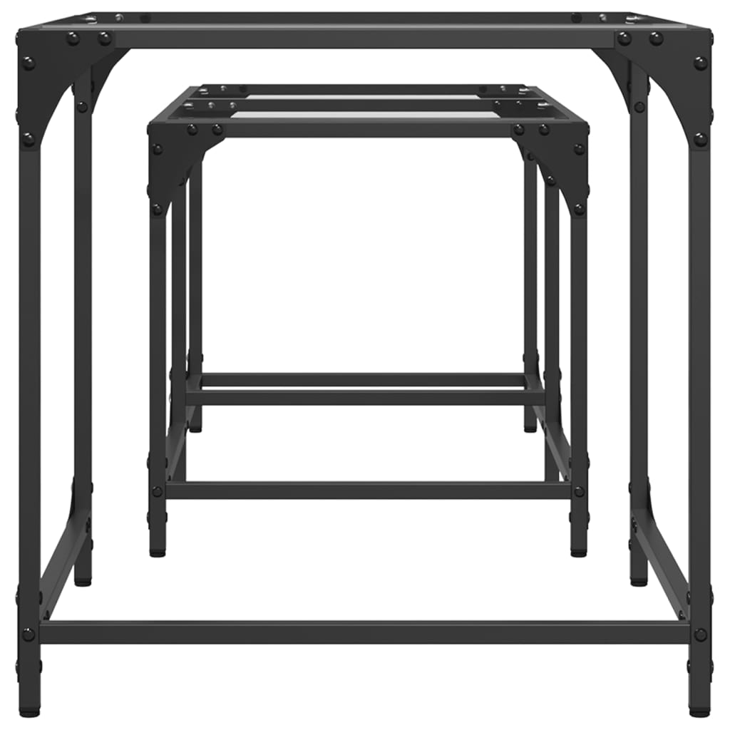 Nesting Coffee Tables 2 pcs with Glass Top Steel Transparent