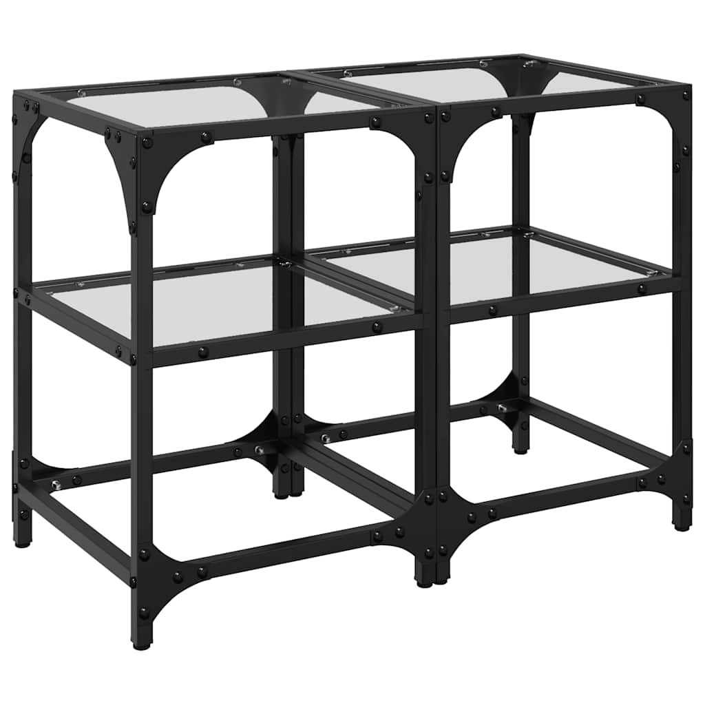 vidaXL Coffee Tables with Transparent Glass Top 2 pcs 30x30x45 cm Steel 2