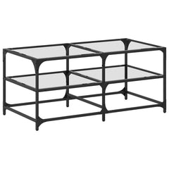 vidaXL Coffee Table with Transparent Glass Top 98.5x50x45 cm Steel 2