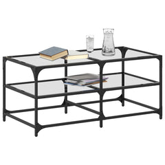 vidaXL Coffee Table with Transparent Glass Top 98.5x50x45 cm Steel 3
