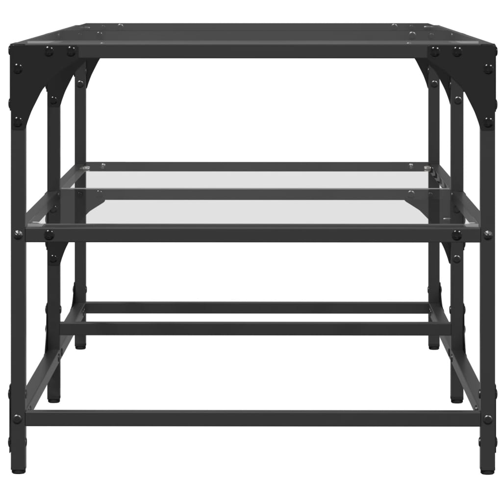 vidaXL Coffee Table with Transparent Glass Top 98.5x50x45 cm Steel 5