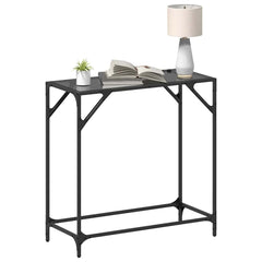 vidaXL Console Table with Black Glass Top 80x35x81 cm Steel 3