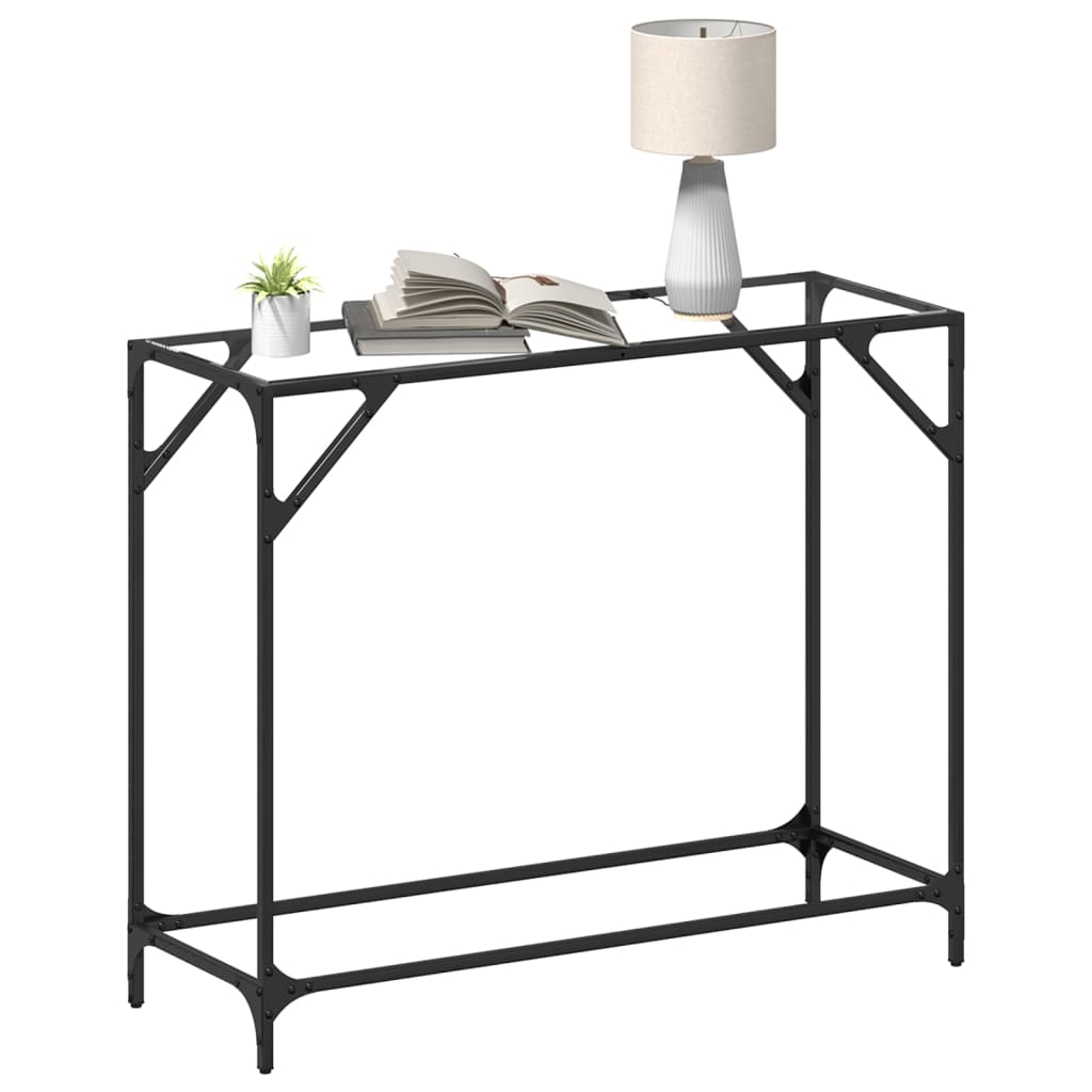 vidaXL Console Table with Transparent Glass Top 98x35x81 cm Steel 3
