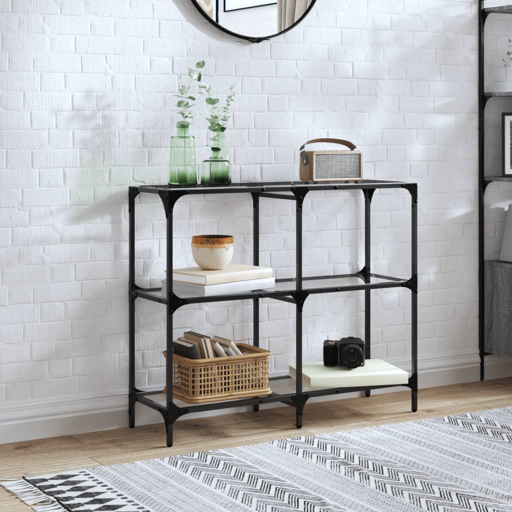 vidaXL Console Table with Transparent Glass Top 98x30x81 cm Steel 1