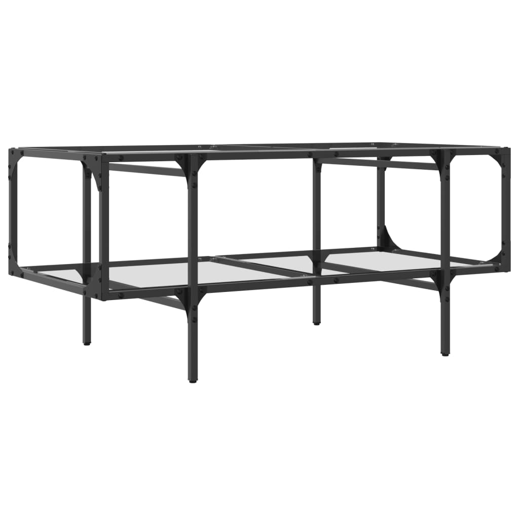 vidaXL Coffee Table with Transparent Glass Top 98.5x50x45 cm Steel 6
