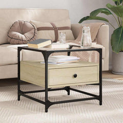 vidaXL Coffee Table with Glass Top 50x50x45 cm Steel