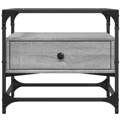 vidaXL Coffee Table with Glass Top Grey Sonoma 50x50x45 cm Steel 4