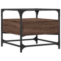 vidaXL Coffee Table with Glass Top Brown Oak 50x50x45 cm Steel 6